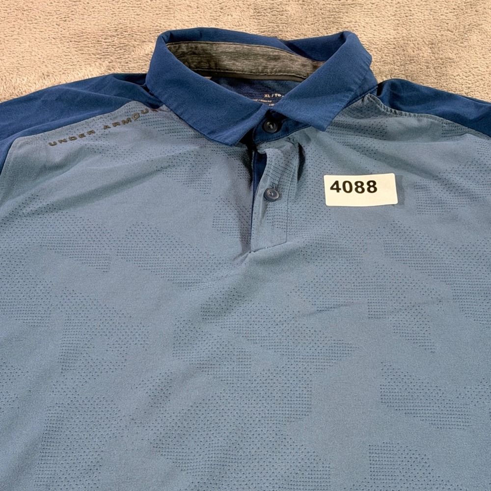 Under Armour Polo Shirt Mens XL Blue HeatGear Loose Fit 1327030